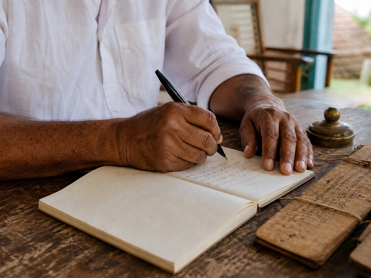 A close view of handwritten working notes